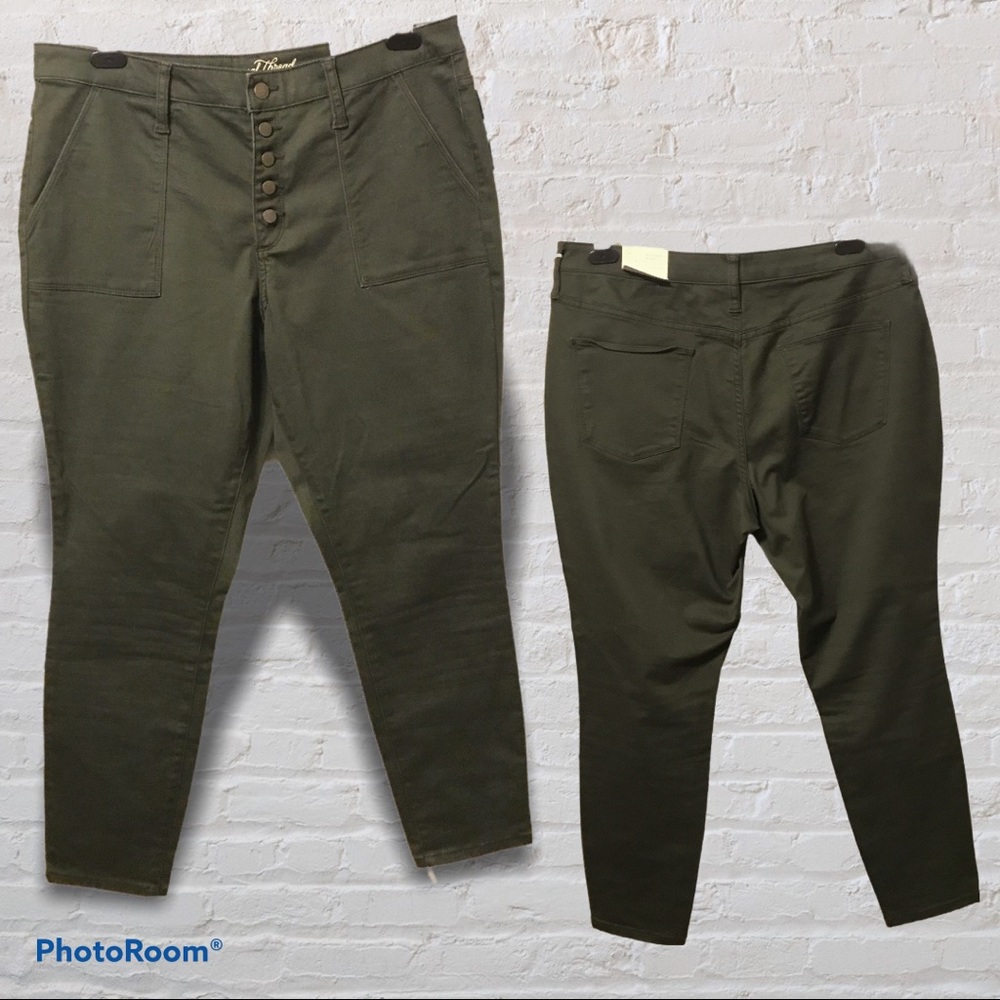 Olive green crop pants